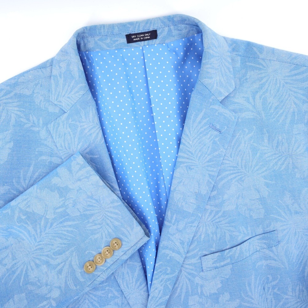 Saddlebred Tropical Floral Blazer Sport Coat Blue Mens 50R